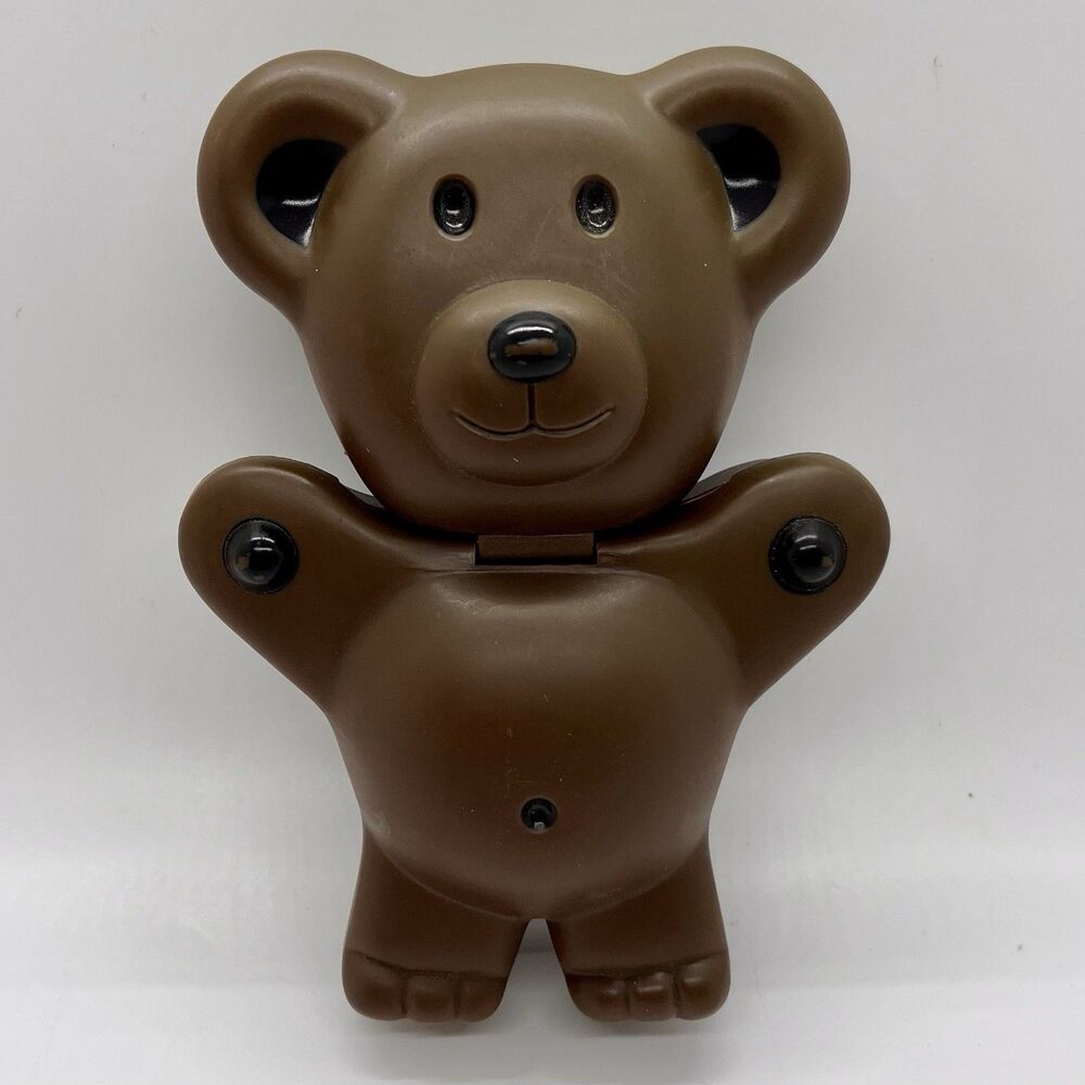 Vintage 1999 Brown Bear Teddy Grahams Kid’s Snack Container Flip Top Plastic
